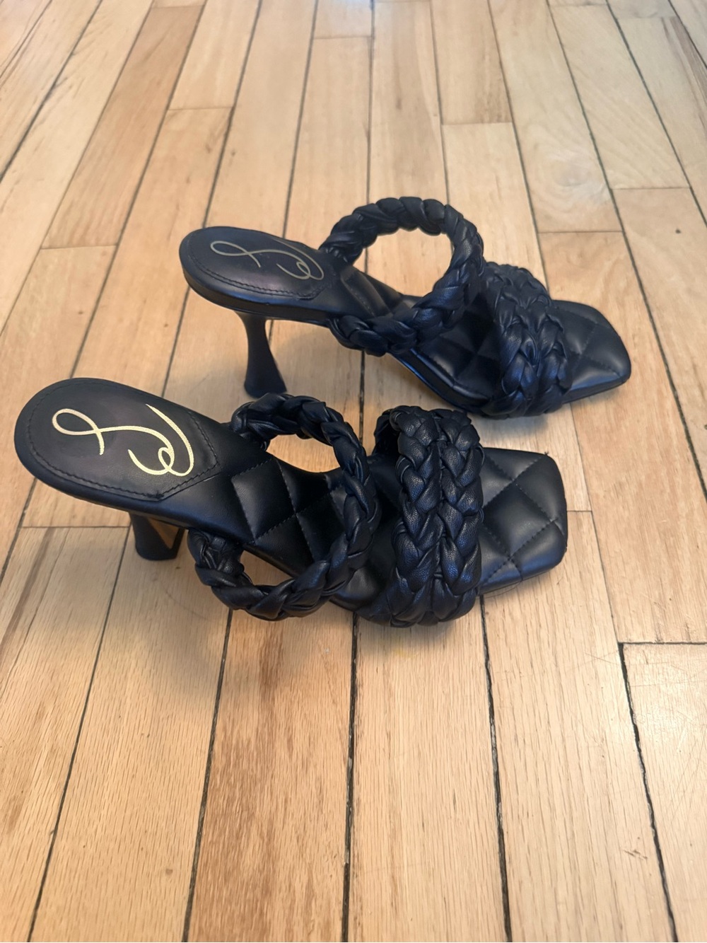 Sam Edelman Black Braided Strap High Heel Mules - Women - Picture 3 of 7
